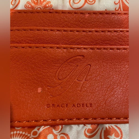 Grace Adele Orange Crossbody Shoulder Purse Handbag Bag Studded Card Slots - Picture 3 of 12